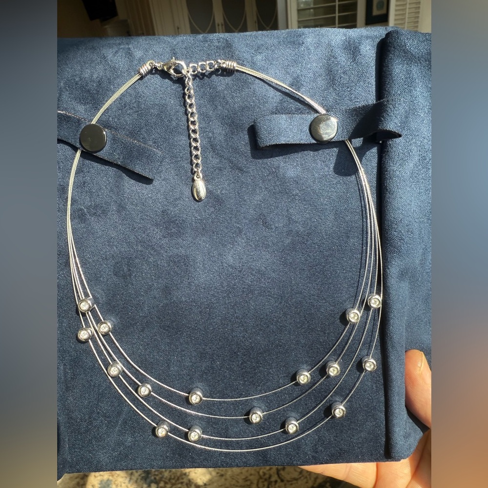 Elegant Silver Necklace with crystals.  Brand new.  Never worn